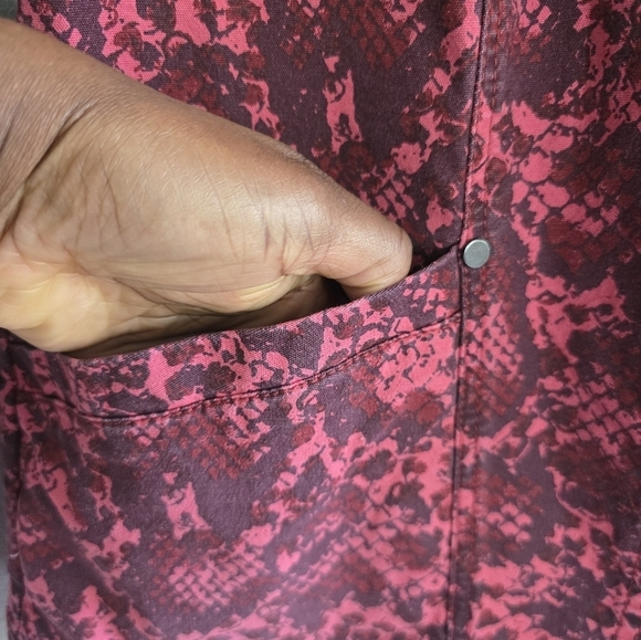 G.I.L.I. Blazer Jacket Women 10 Red Snake Animal Printed Stretch Canvas New - Picture 8 of 12